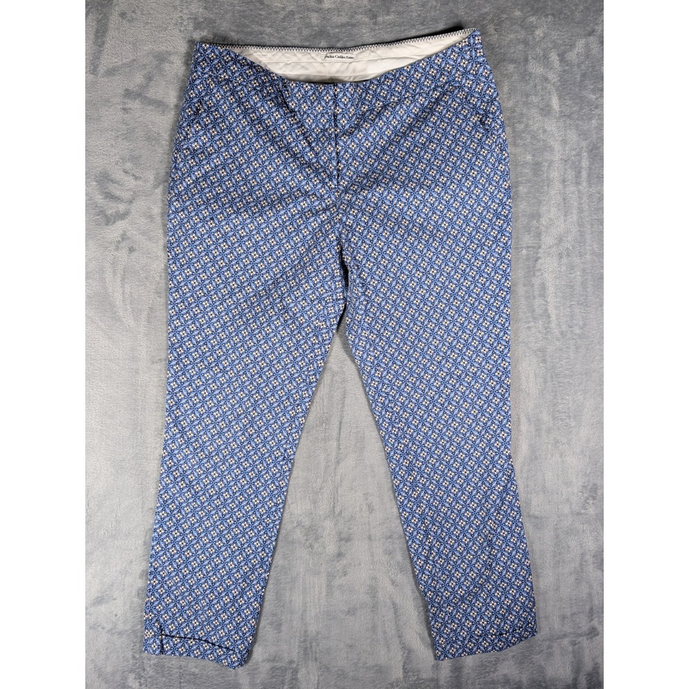 Dalia Collection Womens Size 10 Blue Geometric Tile Print Slim Ankle Pant Cuffed
